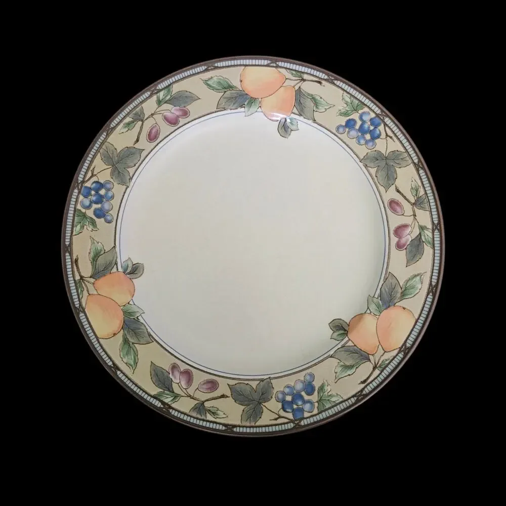 Mikasa Intaglio Garden Harvest CAC29 Dinner Plates Set of 2 Fruit Border